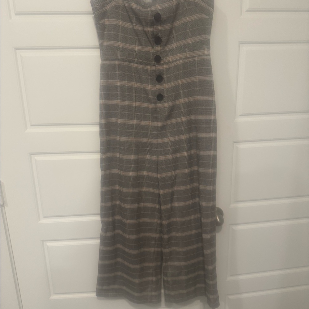 Elegant Plaid Strapless Jumpsuit